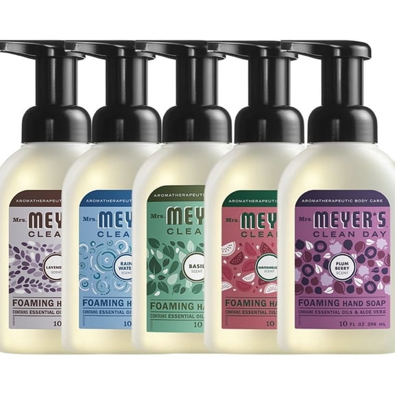 Foaming Hand Soap,1 Pack Lavender, 1 Pack Rain Water, 1 Pack Basil, 1 Pack Apple, 1 Pack Plum Berry, 10 Fluid Ounce