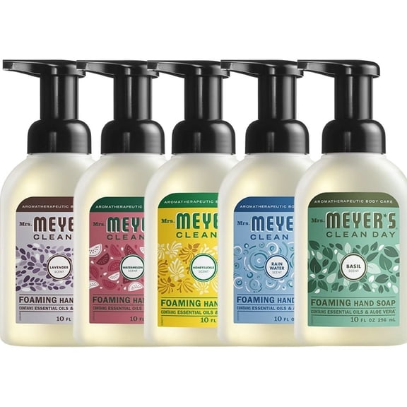 Foaming Hand Soap,1 Pack Lavender, 1 Pack Watermelon, 1 Pack Honeysuckle, 1 Pack Rain Water, 1 Pack Basil, 10 Fluid Ounce