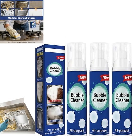 Foaming Heavy Oil Stain Remover, Rinse-Free Foam Cleaner Spray, Multi-Surface All Purpose Cleaner, Kitchen Deep Cleaning Spray for Home, for Stovetops, Range Hoods & Sinks