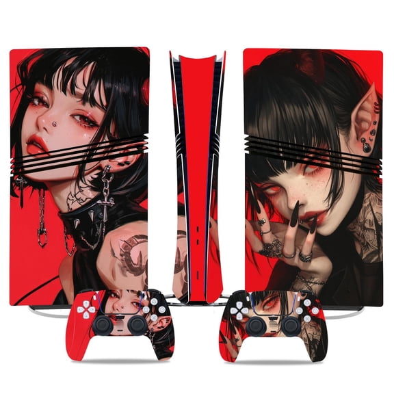 No Foaming For PS5 PRO Skin Digital Edition Console And Controller Vinyl Cover Skins Wraps Scratch Resistant, Compatible With For PS5 Digital Edition Pro 01073 Skins Wraps Gift Bubble Free