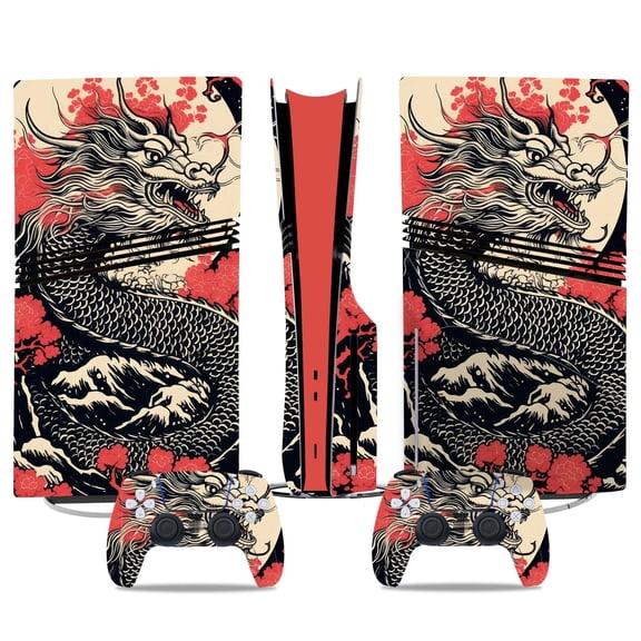 No Foaming For PS5 PRO Skin Digital Edition Console And Controller Vinyl Cover Skins Wraps Scratch Resistant, Compatible With For PS5 Digital Edition Pro 43697 Skins Wraps Gift Bubble Free