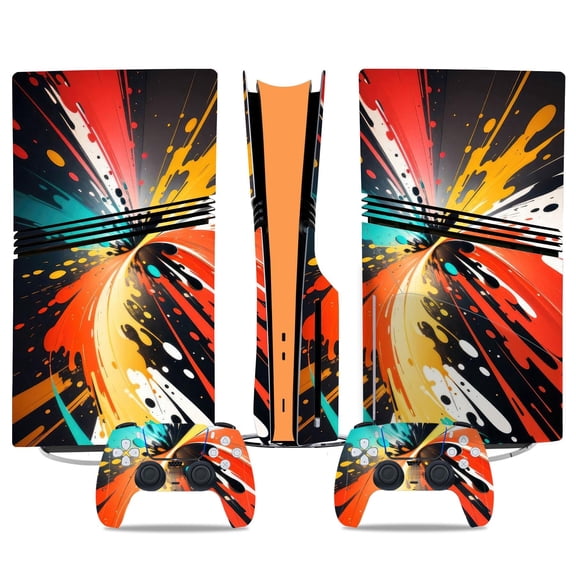 No Foaming For PS5 PRO Skin Digital Edition Console And Controller Vinyl Cover Skins Wraps Scratch Resistant, Compatible With For PS5 Digital Edition Pro 70347 Skins Wraps Gift Bubble Free