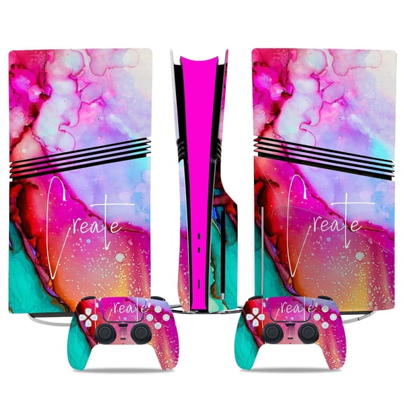 No Foaming For PS5 PRO Skin Digital Edition Console And Controller Vinyl Cover Skins Wraps Scratch Resistant, Compatible With For PS5 Digital Edition Pro 73206 Skins Wraps Gift Bubble Free