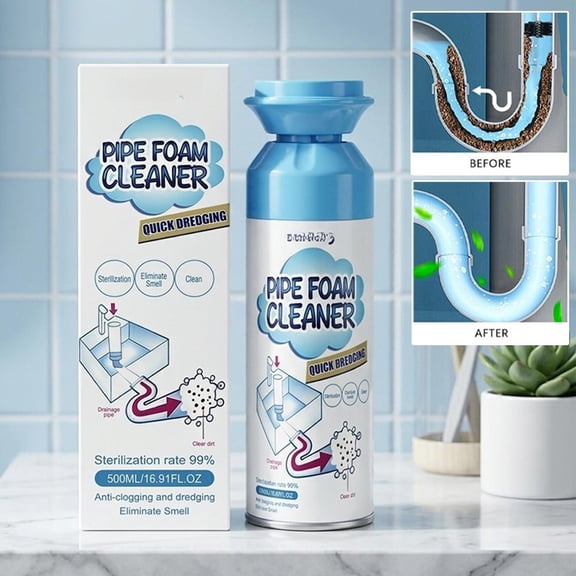 Foaming Powerful Drain Cleaner, 16.9 Fl Oz Sink Foam Pipe Unclogger Agent, Rapid Clogged Drain Opener for Kitchen Bathroom Shower Tubs