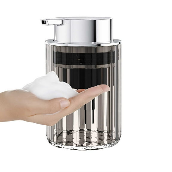 Foaming Soap Dispenser 7x12.7cm Clear Gray Plastic Refillable Pump Bottle for Bathroom Kitchen Hand Wash Lotion Shampoo Leakproof Rustproof Countertop Decor