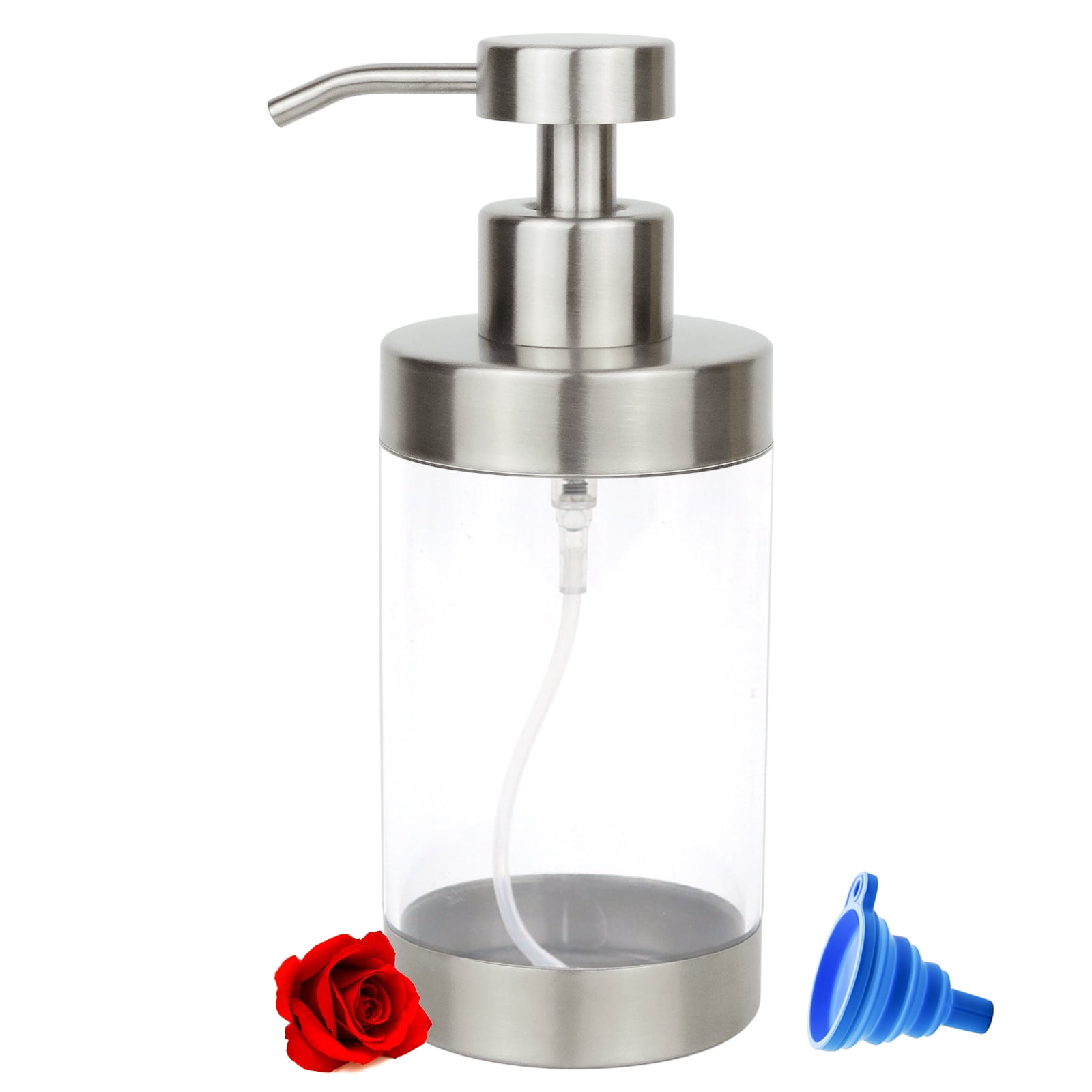 Shell Dispenser Foaming Soap Dispenser with Clear Bottle, 12oz Stainless Steel Hand ...