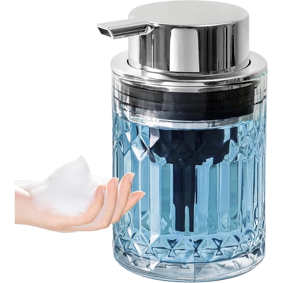 Foaming Soap Dispenser, Clear Foaming Hand Soap Dispenser for Bathroom, Refillable 7.8 Fluid Ounces Foaming Pump Bottle with Plastic Silver Pump, Vintage Dishwashing Liquid Foam Dispenser Container
