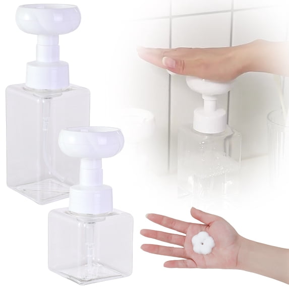 Foaming Soap Dispenser Cozival Refillable Foaming Soap Dispenser, Cute Cat Flower Shape Plastic Bottle for Liquid Hand Soap, Reusable for Bathroom & Kitchen, Hand Soap Bottle, B