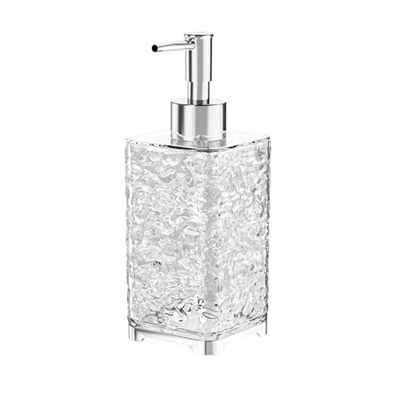 Soap Dispenser Refillable Hand Soap Dispenser, 13.5Oz Water Ripples Modern Bathroom Liquid Soap Bottle for Countertops Kitchen Bathroom-Square, Translucent
