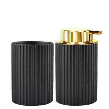 Foaming Soap Dispenser Set with Toothbrush Holder Modern Black Foaming Dispenser Bottle for Hands Dishes Bathroom Accessories