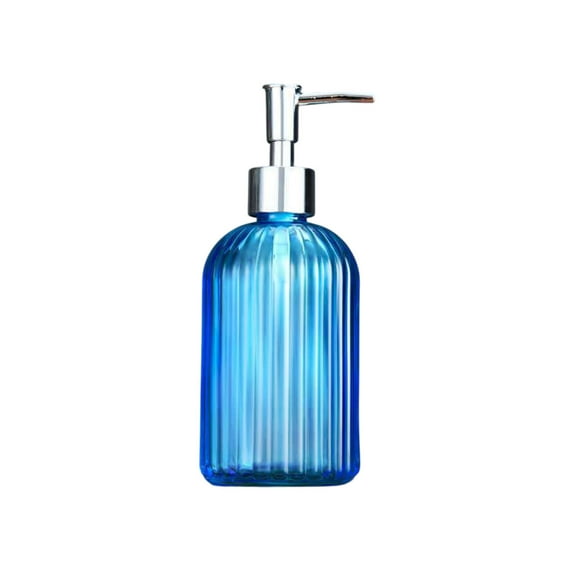 Foaming Soap Glass Dispenser with Pump, 13.53oz Refillable Glass Liquid Dish Soap Bottles, for Bathroom, Kitchen Sink, Home Decor, Blue