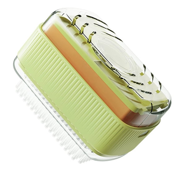 Foaming Soap Holder with Roller Bubble Soap Case for Laundry, Soap Cleaning Storage Foaming Box Roller Dispenser, Portable Soap Bar Box Soap Dispenser with Brush, Keeps The Soap Dry, Green