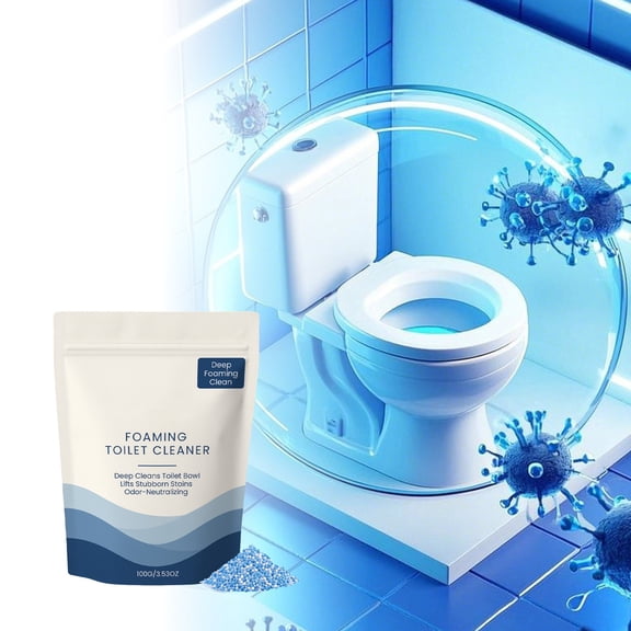 Foaming Toilet Cleaner Powder 100g for Deep Cleaning, Lemon Scented Descaling Agent for Bowl, Safe Gentle Formula for Ceramic Porcelain Surfaces