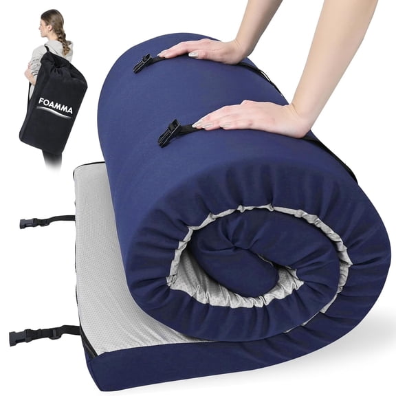 Foamma 3" x 26" x 72" Memory Foam Roll-Up Camping Mattress with Water Resistant Zipper Cover, Foldable and Portable for Camping, RV Bunk, Tent, Guest Bed, Outdoor and Dorm, CertiPUR-US Certified Foam