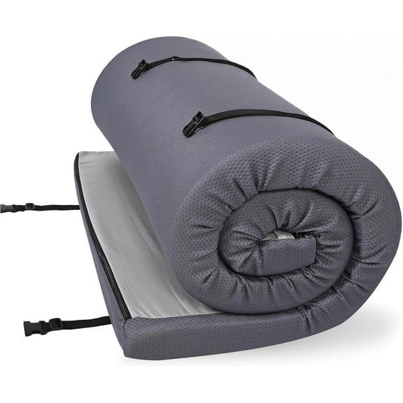 Foamma 3" x 30" x 75" Memory Foam Roll-Up Camping Mattress with Water Resistant Zipper Cover, Foldable and Portable for Camping, RV Bunk, Tent, Guest Bed, Outdoor and Dorm, CertiPUR-US Certified Foam