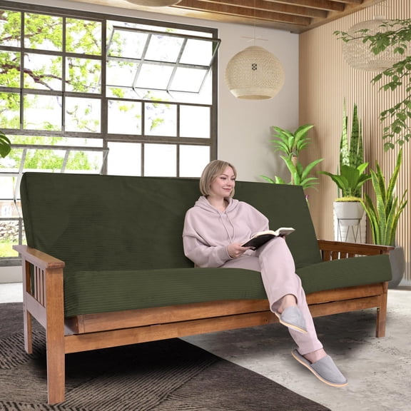 Foamma Memory Foam Futon Mattress, Double-Sided Foldout Couch Futon Mattress - Queen (Deep Forest) - Comfortable and Heavy Duty Sofa Bed, Thick Corded Cushion for All (Frame NOT Included)