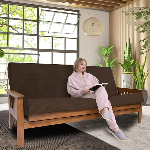 Foamma Memory Foam Futon Mattress, Double-Sided Foldout Couch Futon Mattress - Twin Size (Brown) - Comfortable and Heavy Duty Sofa Bed, Thick Corded Cushion for All (Frame NOT Included)