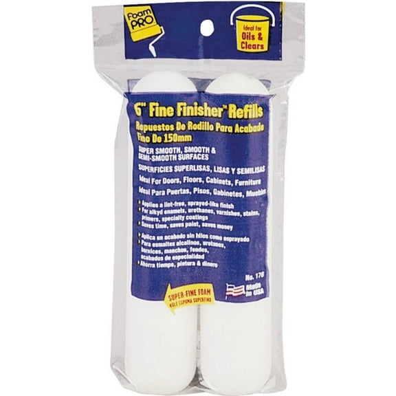 Foampro 176 Roller Cover, 3/8 in Thick Nap, 6 in L, Foam Cover