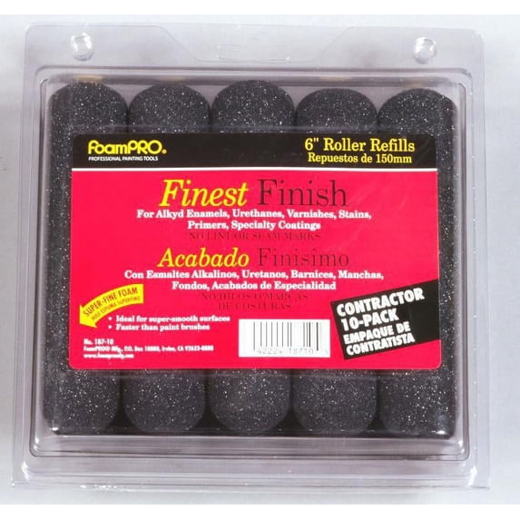 Foampro 201626 6 in. Mini Roller High Capacity Foam Refill, 10 per Pack - Pack of 4
