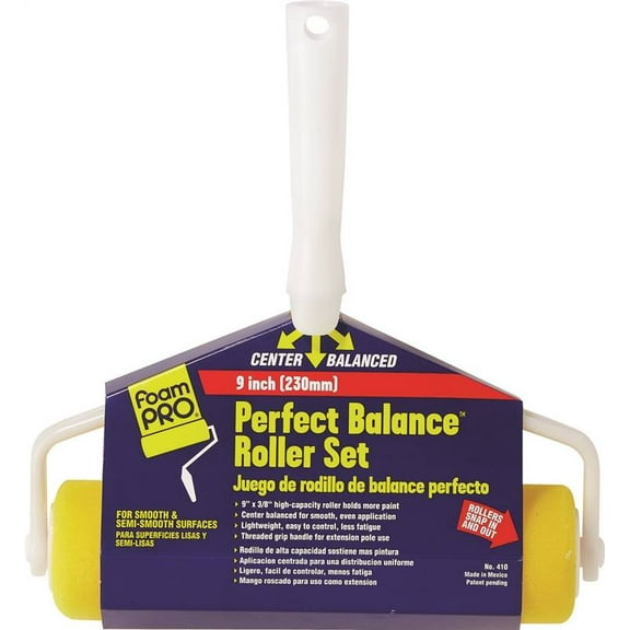 FOAMPRO 410 Roller Set, 3/8 in Nap, Fabric Foam Cover, 9 in L Roller