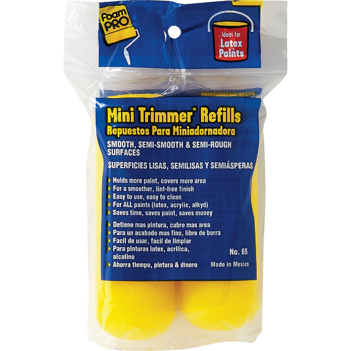 FOAMPRO MFG. CO. 2PK 4" Foam Roll Refill 65