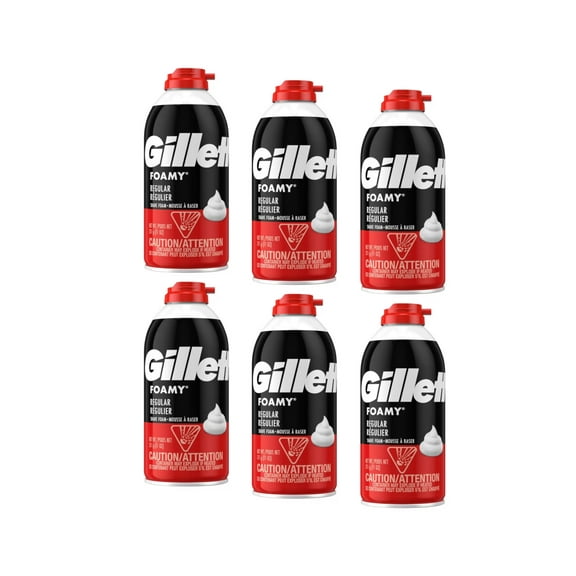 Gillette Men's Foamy Shave Cream, Original, 11 Ounce, 6 Count