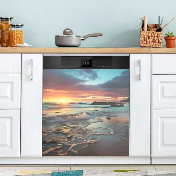 Foamy Waves Dishwasher Magnet Cover Reuseable Refrigerator Magnet Cover Decal Fridge Microwave Stickers Hoilday Party Decor 23 x 26 Inch