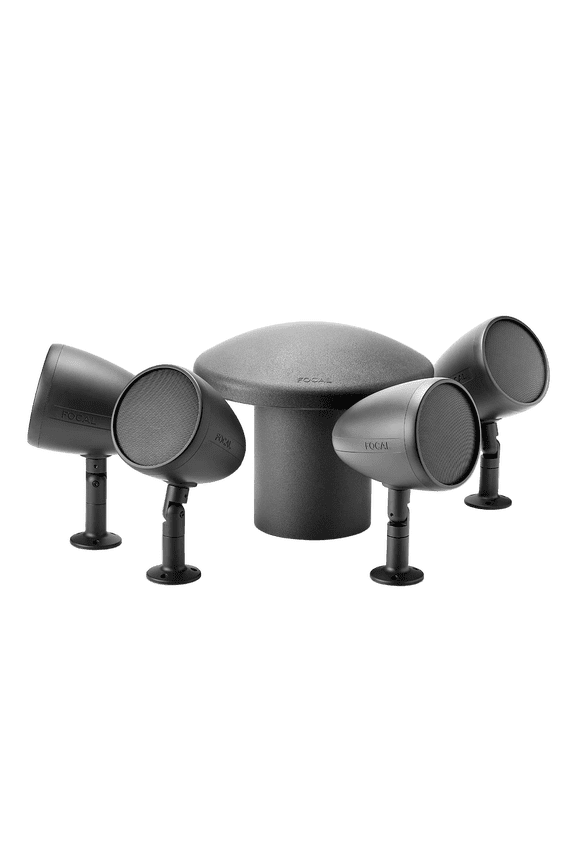 Littora OD 4.1 Weatherproof Speaker System 8Ohms 70V/100V Outdoor Satellites and Sub Speaker Bundle (Dark)