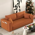 thumbnail image 1 of FocalSweet 89" Living Room Sleep Sofa, Deep Seat Corduroy Couch with Side Pocket,No Assembly Required, 3 Seater, Orange, 1 of 7