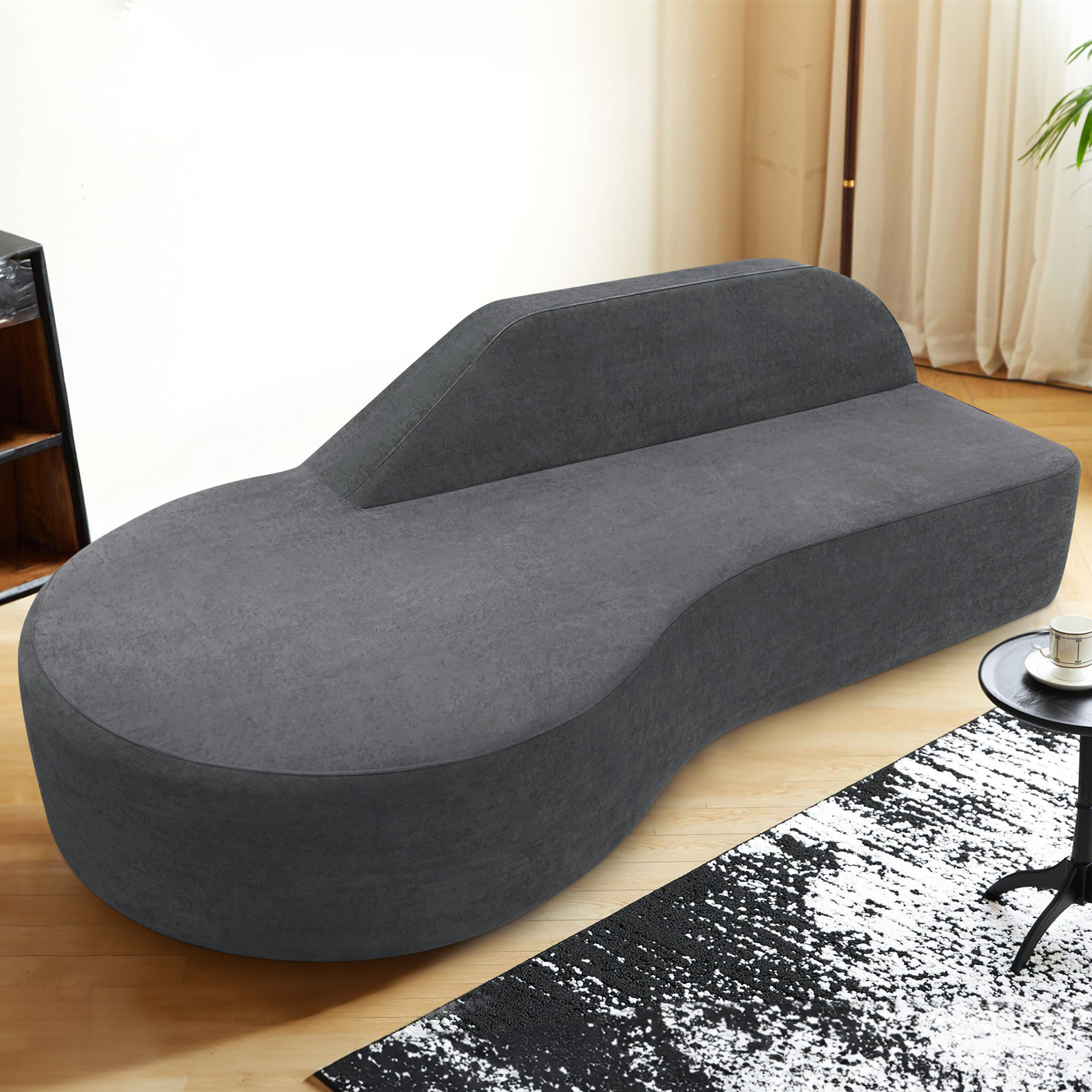 Aukfa 91" Modern Curved Couch Plush Cloud Sofa with Deep Seat, No Assembly Needed, Gray