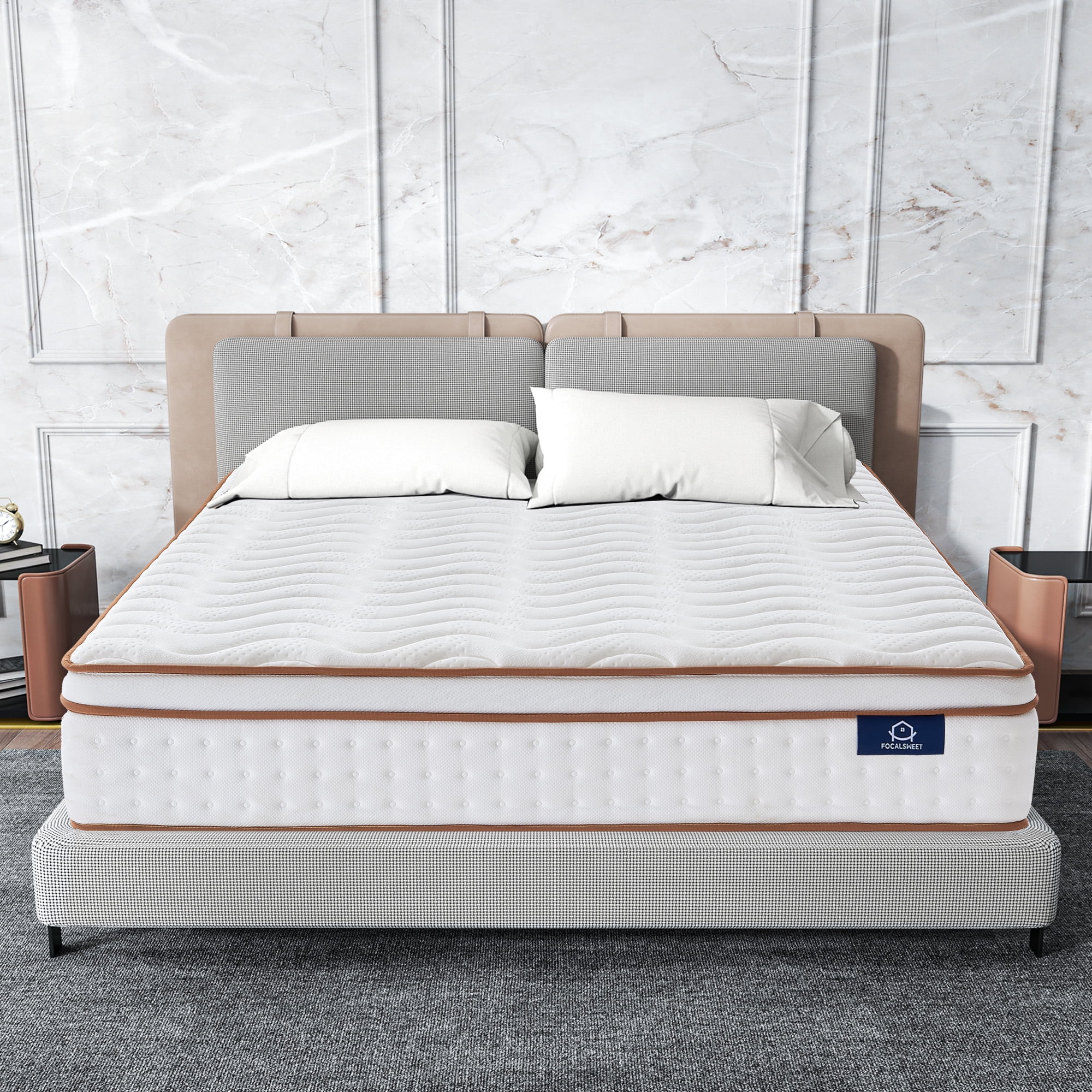 Focalsweet 10" Queen Hybrid Mattress with Euro Top for Adult and Kids