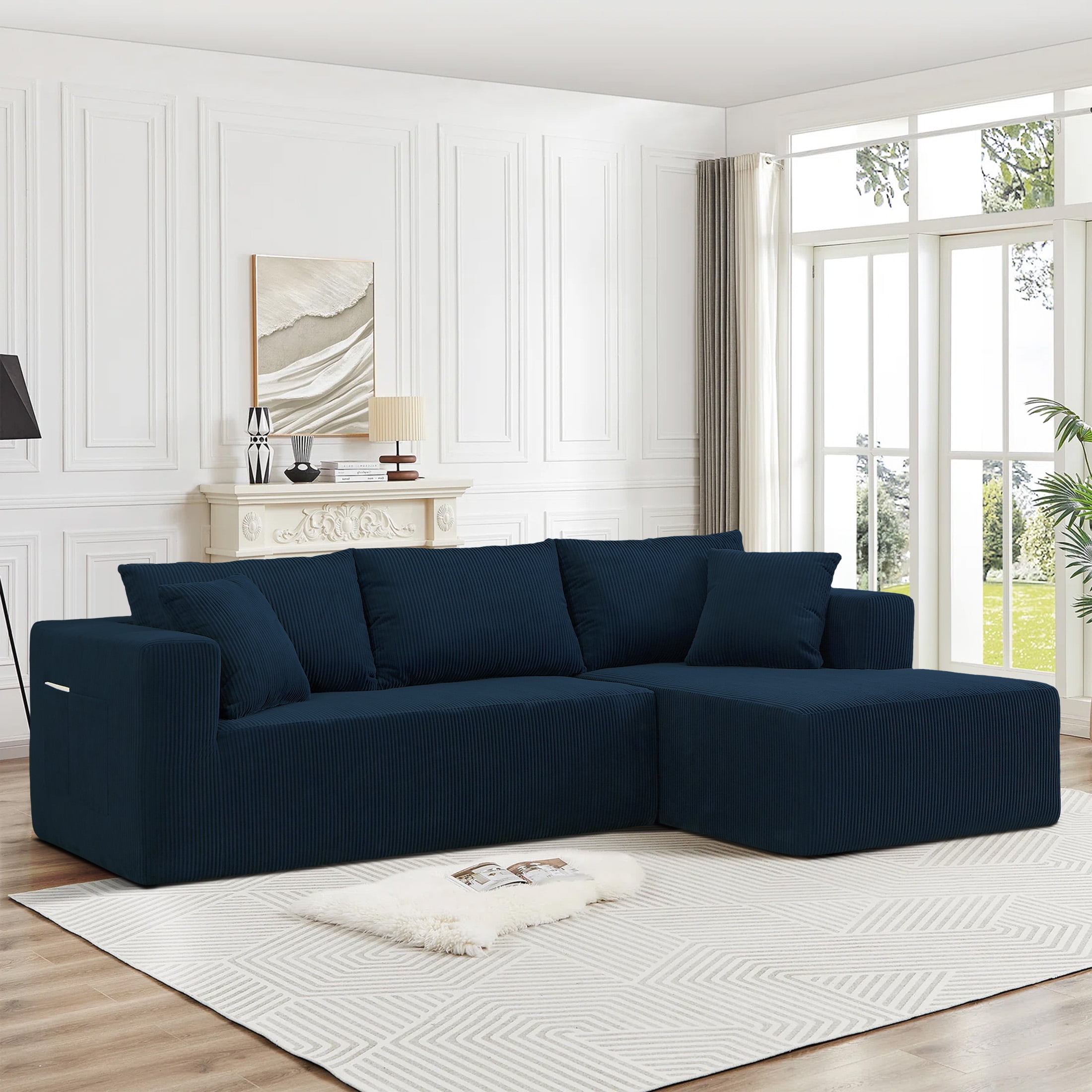 Focalsweet 107" LShaped Sofa Couch, Modular Sectional Living Room Sofa