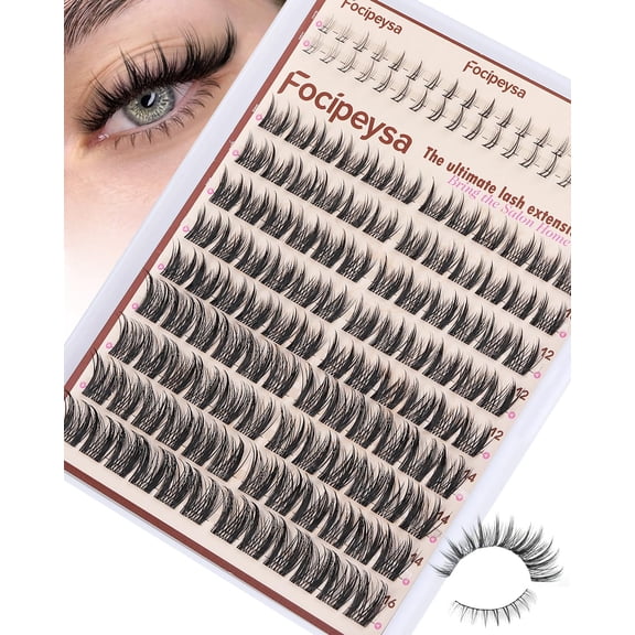 Focipeysa Wispy Lash Clusters Spiky Eyelash Clusters 10-18mm Eyelash Extensions Fox Eye Eyelash Right Left Individual Lashes Foxtail Lashes Thin Soft Lash Extension Waterproof Lash Cluster