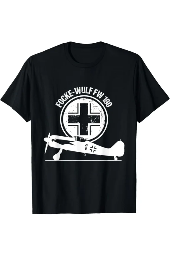 Focke Wulf FW 190 Luftwaffe Warbird Vintage Aircraft Art Unisex T-Shirt up to size 5XL