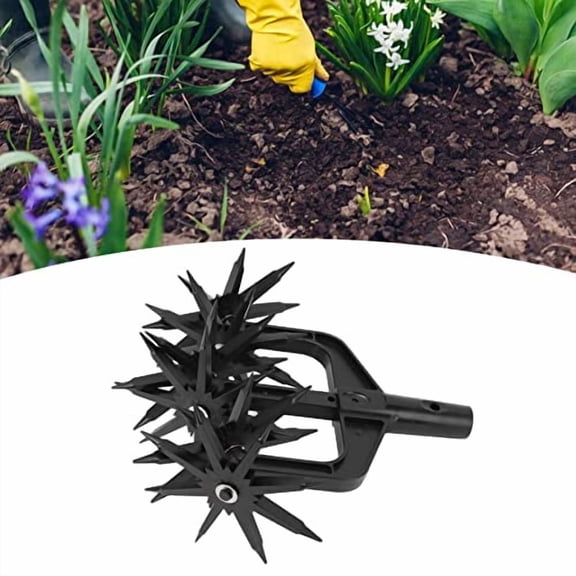Focket Garden Rotary Cultivator, Garden Soil Scarifier Tool, Garden Rake Tiller Gardening Hand Tool Garden Cultivator for Reseeding Grass Soil Mixing, Loosening Soil, Gathering Lea