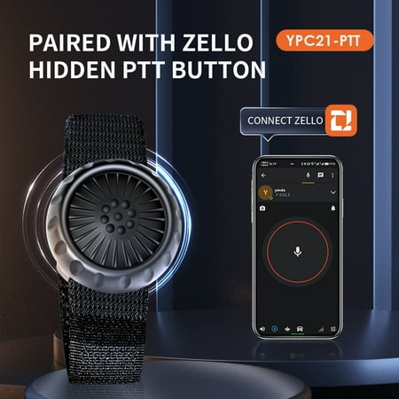 Focket PTT Button for Zello, Mini Wireless Bluetooth PTT Button Switch, IP67 Waterproof Walkie Talkie Remote PTT Switch for IOS for Android, Battery Powered