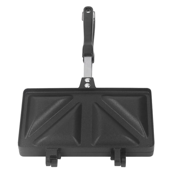 Fockety Hot Sandwich Maker, Double Sided Heating Aluminum Alloy Panini Maker Pan Even Heating Lightweight Portable Sandwich Press Grill for Sandwiches, Frying Eggs, Baking Bread (Black) Y101