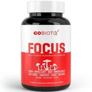GoBiotix Focus 8 Mushroom Supplement for Brain Boosting Memory and Immune Support, 90 Capsules