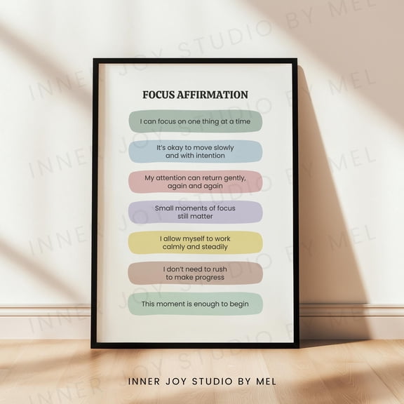 Focus Affirmation Wall Art Poster Vintage Style Wall Decor Physical Poster, Poster Only