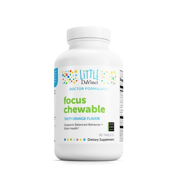 Little DaVinci Focus Chewable - Dietary Supplement to Support Balanced Brain Health - Tasty Orange Flavour - 90 Tablets