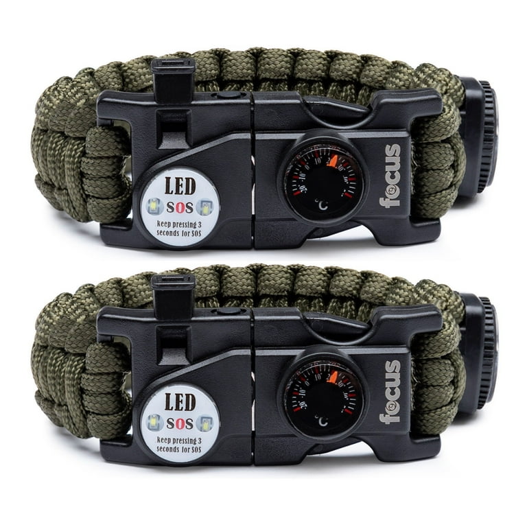 Focus Emergency Survival Multi-Tool Paracord Bracelet (2-Pack