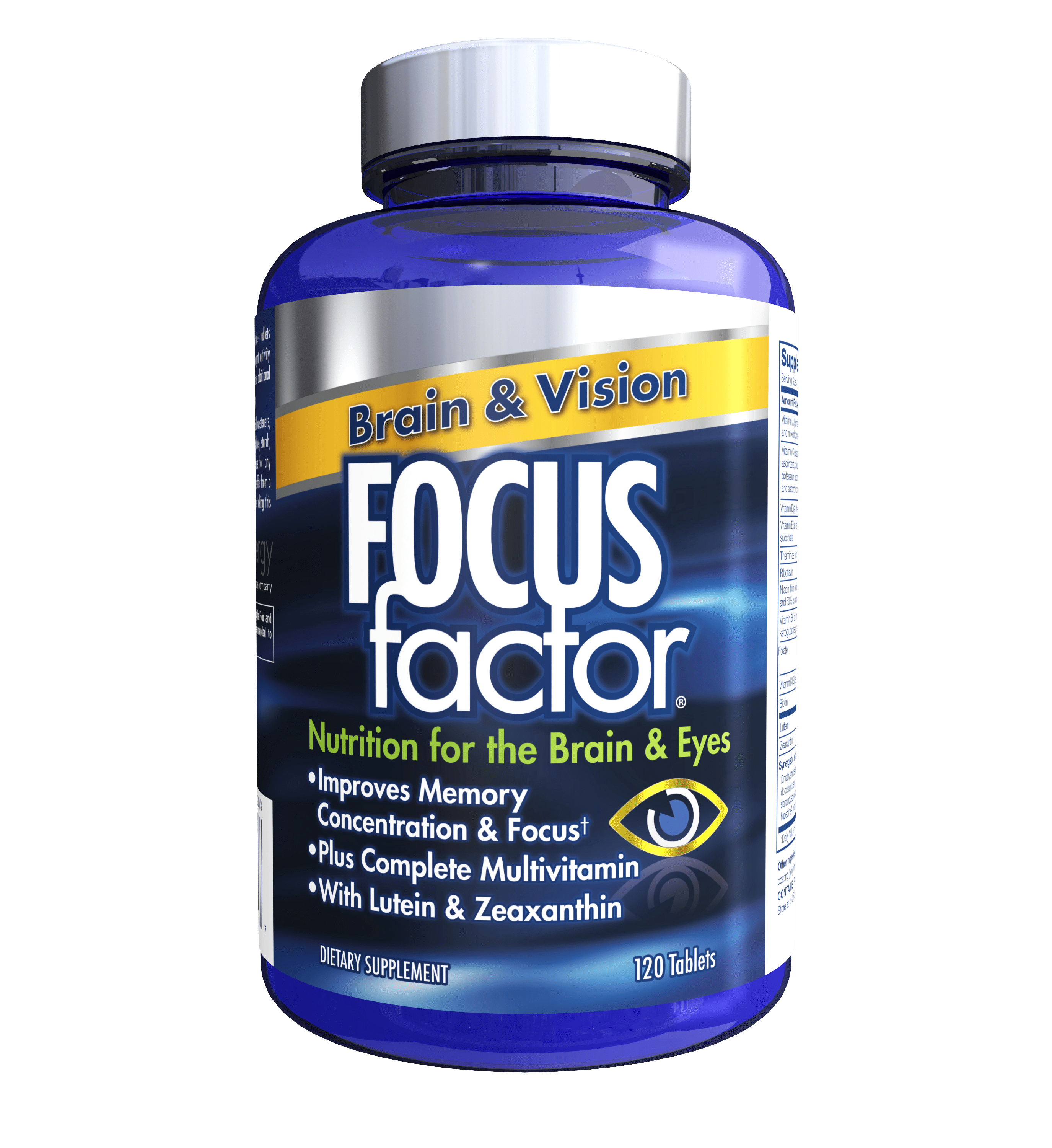 Focus Factor Brain & Vision Supplement (120ct) Eye Health Vitamin