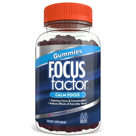 Focus Factor Calm Focus Gummies, 60 count - Clinically Studied Sensoril® Ashwagandha for Stress Support + Focus & Concentration