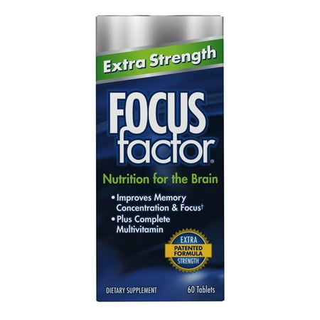 Focus Factor Extra Strength 60 count- Brain Health Supplement with Bacopa Monniero & Ginkgo Biloba