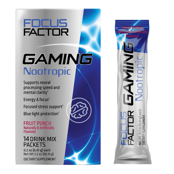 FOCUS FACTOR Gaming Nootropic Supplement (14 Pack) - Energy, Focus & Blue Light Protection