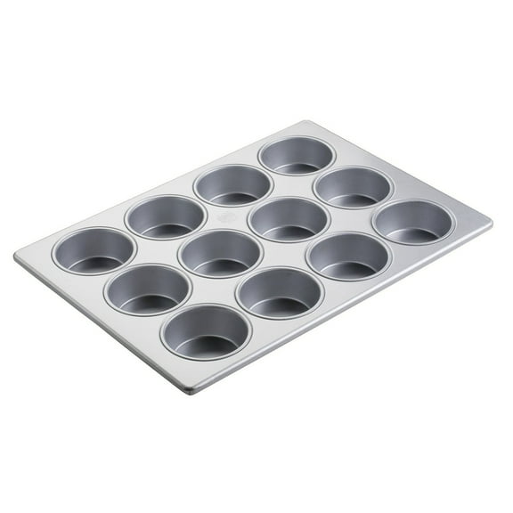 Focus Foodservice Commercial Bakeware Jumbo Muffin Pan with 12 Cups, Each 3-3/8-Inch Top Inside x 1-1/2-Inch Vertical Depth