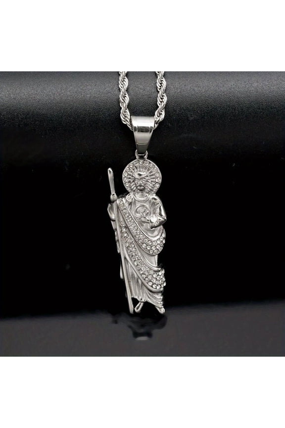 Focus For Men Stainless Steel Gold God Pendant Hip Hop Iced Out Religious Jewelry