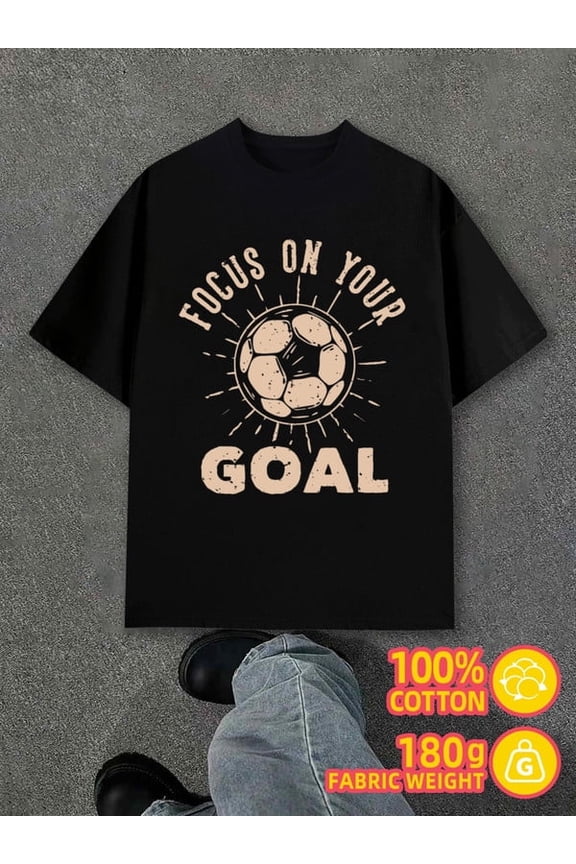 Focus Goal Tee men black 180G 100% Cotton Weekend casual wear Basic Unisex Shirt Graphic tshirts Vintage Unisex Shirt Graphic tshirts Vintage Unisex Shirt Graphic Tee tshirts