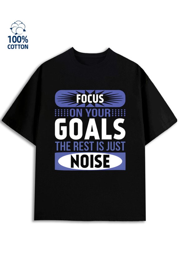 Focus Goals Noise mens 180G 100% Cotton black Classic Unisex Shirt Printed tshirts Retro Unisex Shirt Graphic tshirts Retro Unisex Shirt Short Sleeve tshirts Casual Unisex Shirt Printed tshirts