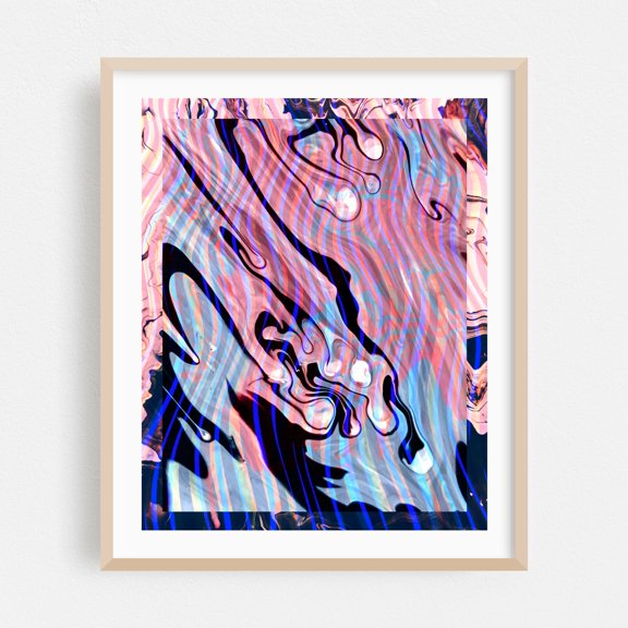 Focus - Illustration Abstract Psychedelic Surrealism Modern Art Geometric Pattern Oak Framed Wall Art Print 8 x 10 inches